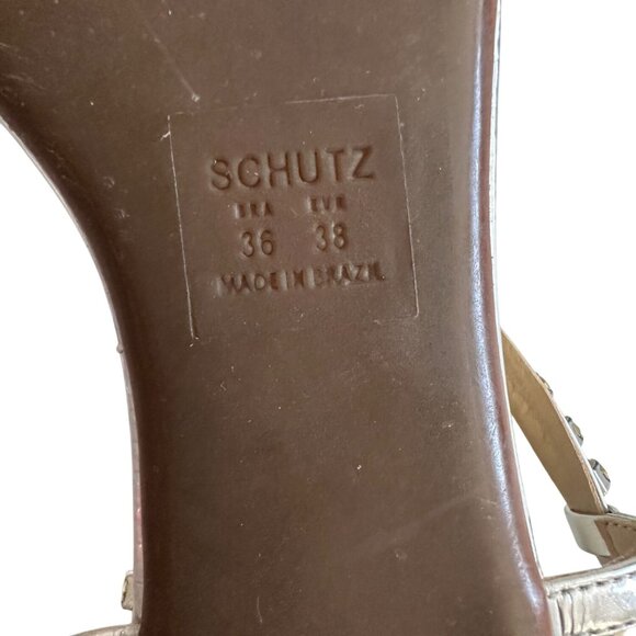 SCHUTZ Silver Rhinestone Thong Sandals Size 38 / US 8 - Picture 7 of 8